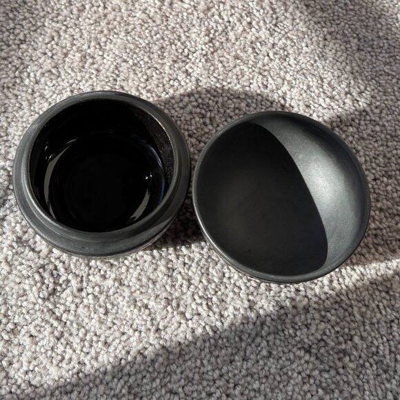 Javier Servin Hand Painted Trinket Box Pottery Ceramic Black - Picture 3 of 6